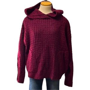 Elizabeth and James Waffle Hoodie Sweater, Burgundy, Large